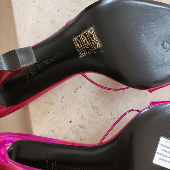 D'accori fuchsia holographic patent leather mule sandals sz 39.5 - Picture 11 of 13